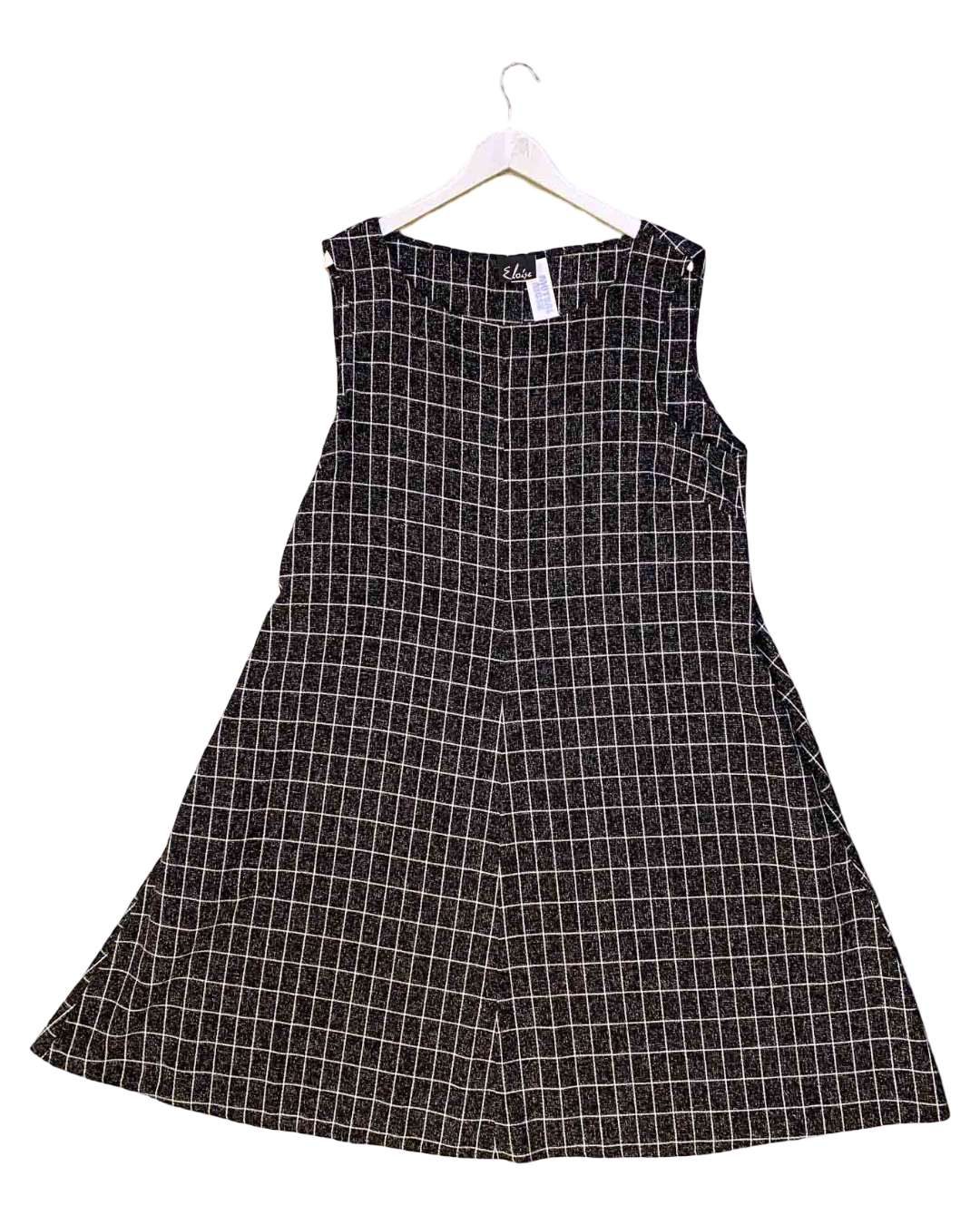 Size XL | Eloise Black Check A-Line Dress
