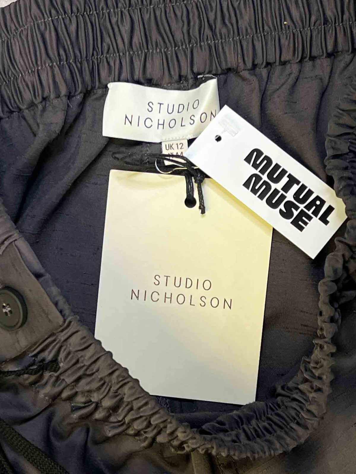 Size 12 (L) | Studio Nicholson Slate Neppy Satin Pants NWT