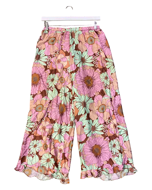 Size 8 | Arthur Pink Floral Silk Pants