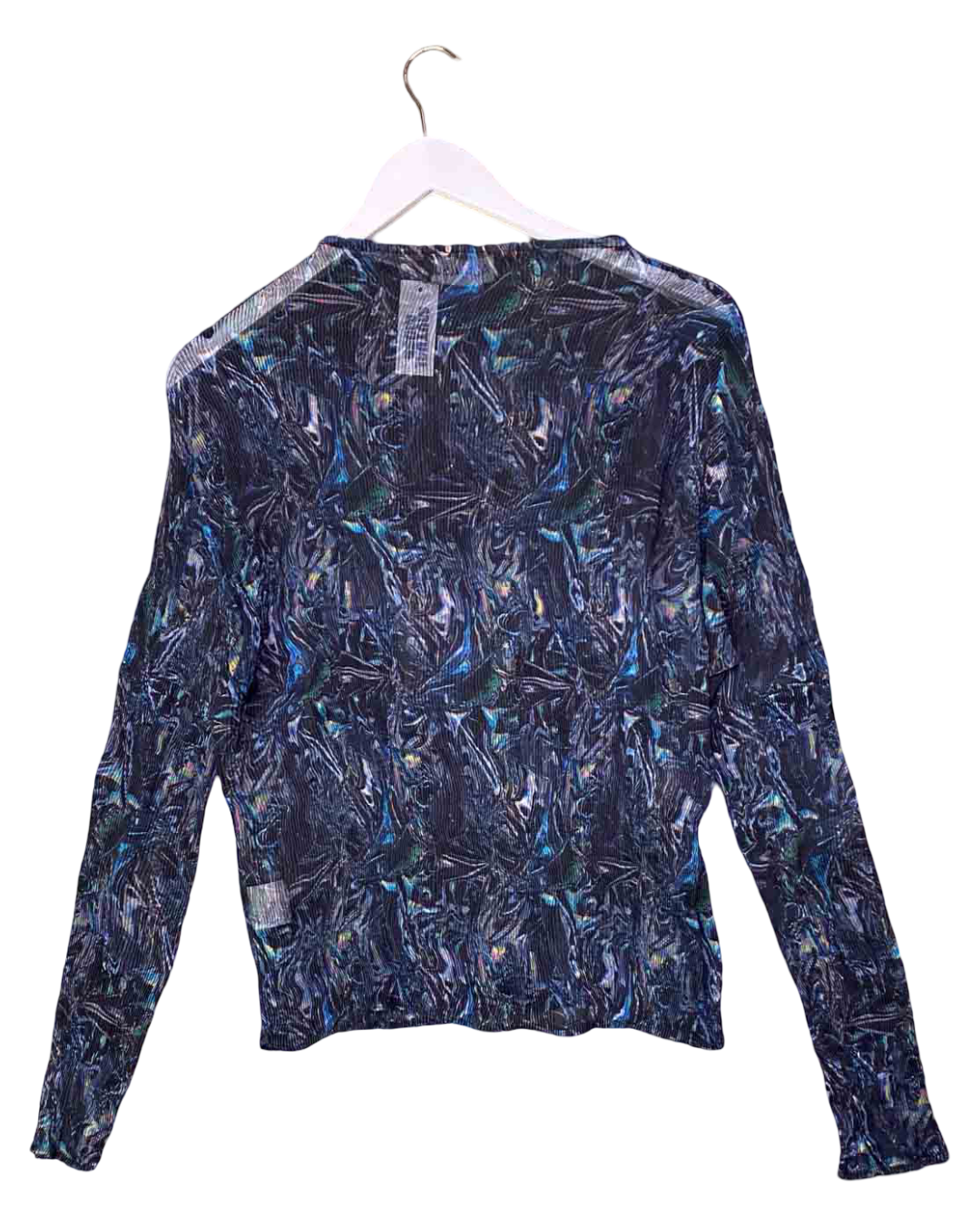Size M | Alpha60 Black Semi-Sheer Pleated Top