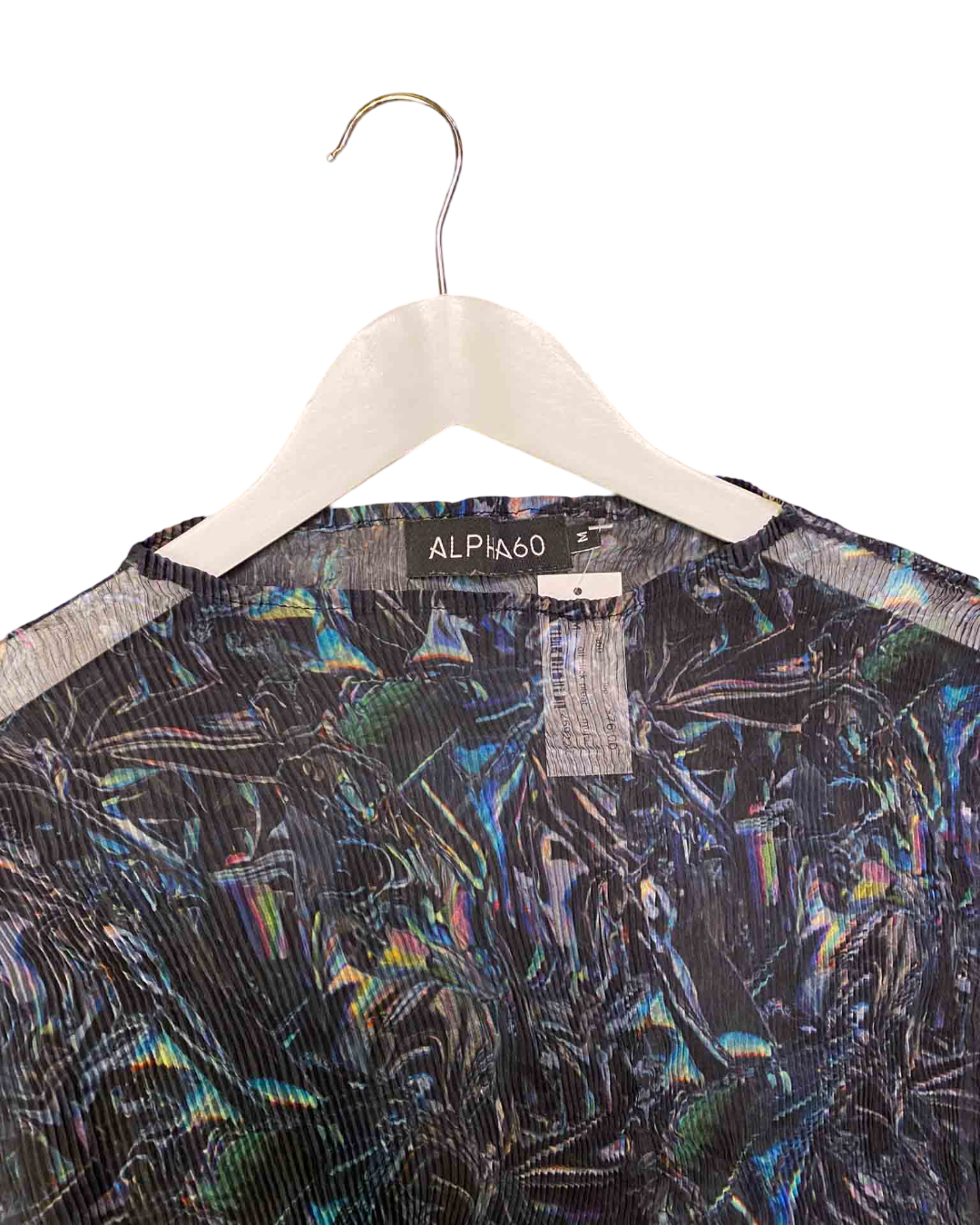 Size M | Alpha60 Black Semi-Sheer Pleated Top