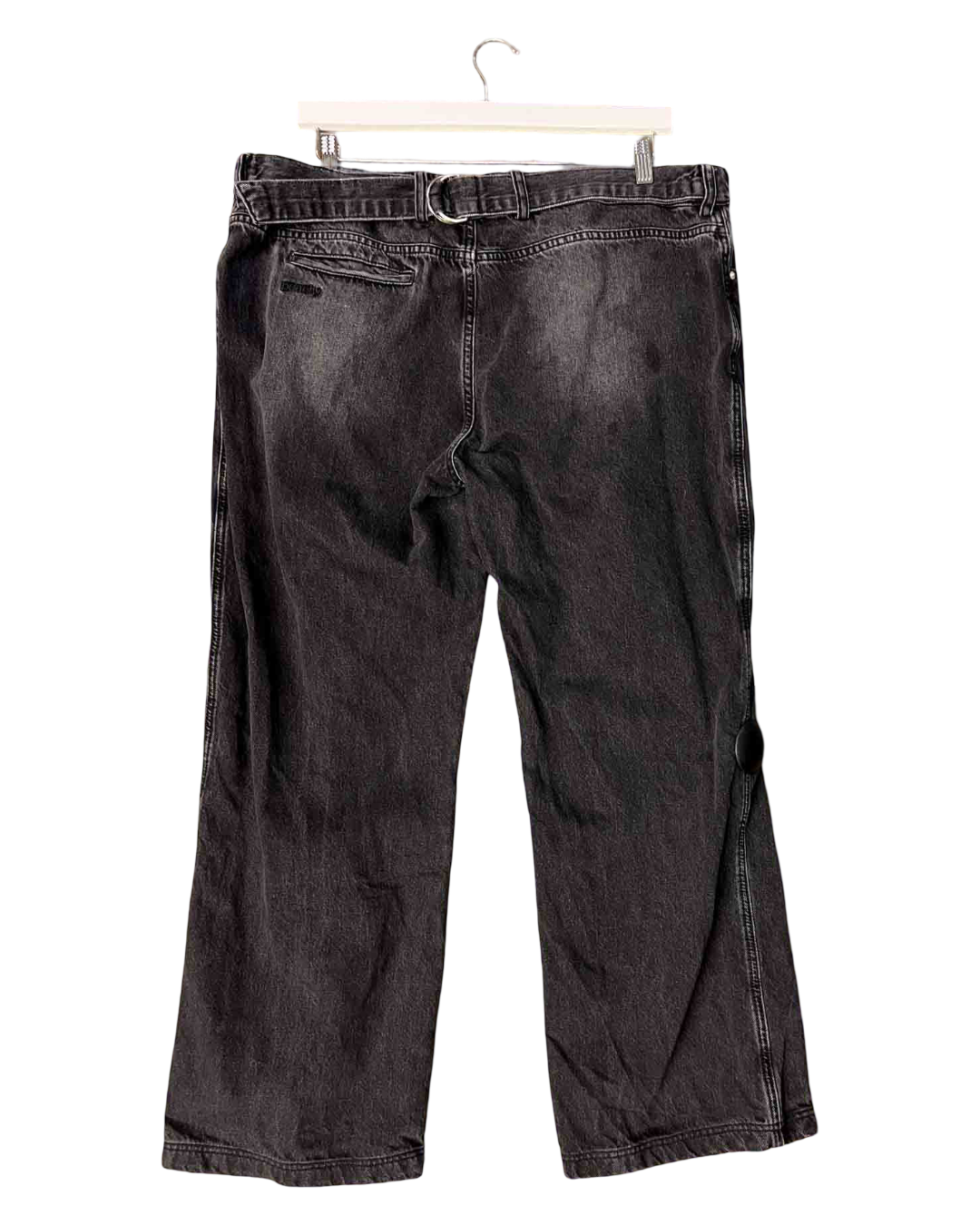 Size XXL | Peachy Den Greywash Straight Leg Buckle Jeans