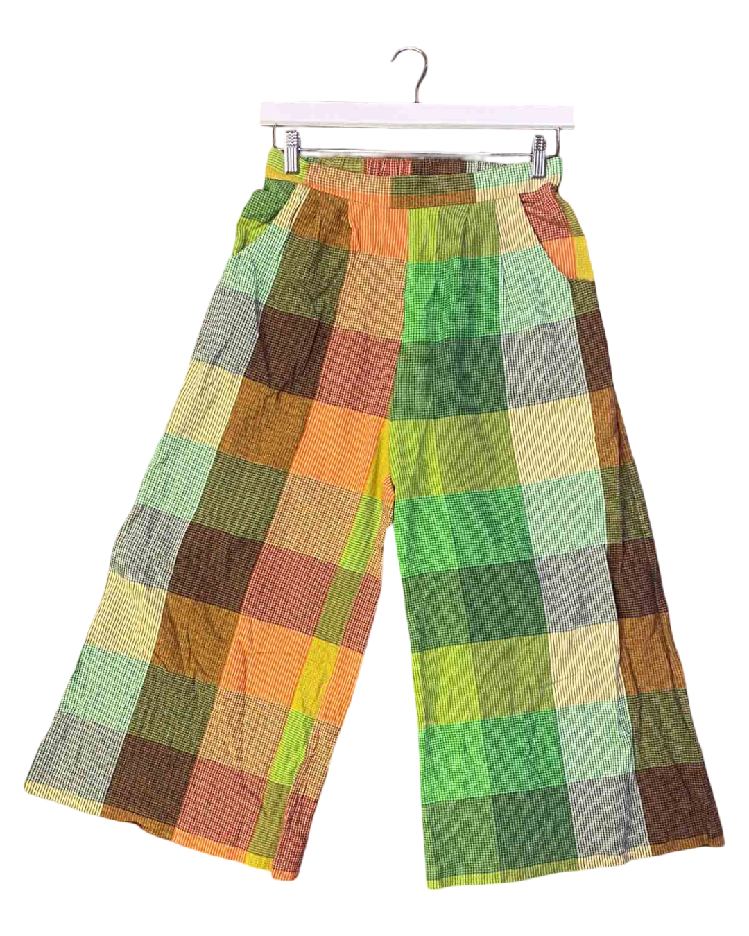 Size 8 | Kuwaii Green and Orange Check Culottes