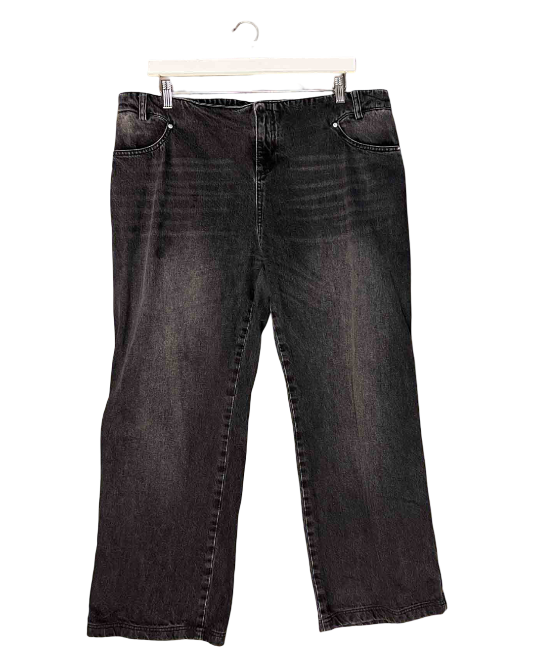Size XXL | Peachy Den Greywash Straight Leg Buckle Jeans