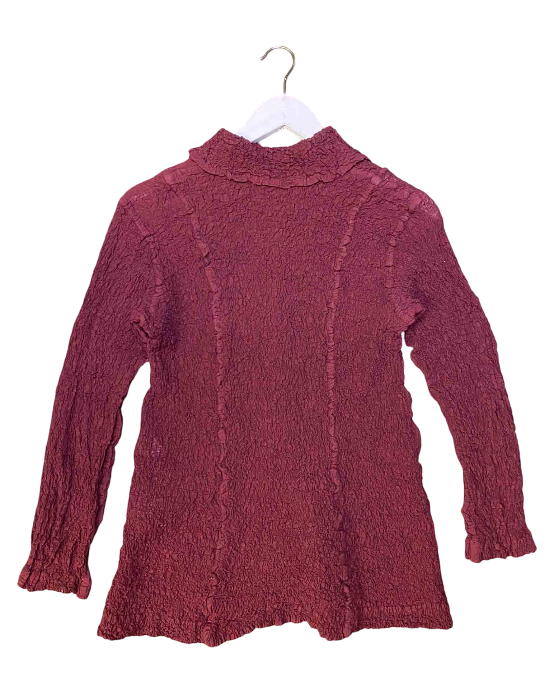 Size M |Issey Miyake ME Burgundy Foil Printed Wrinkle Shirt