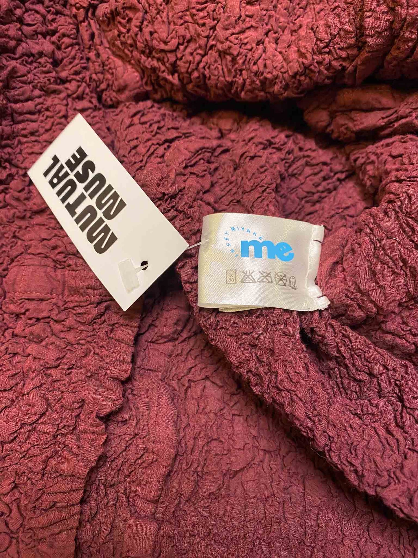 Size M |Issey Miyake ME Burgundy Foil Printed Wrinkle Shirt