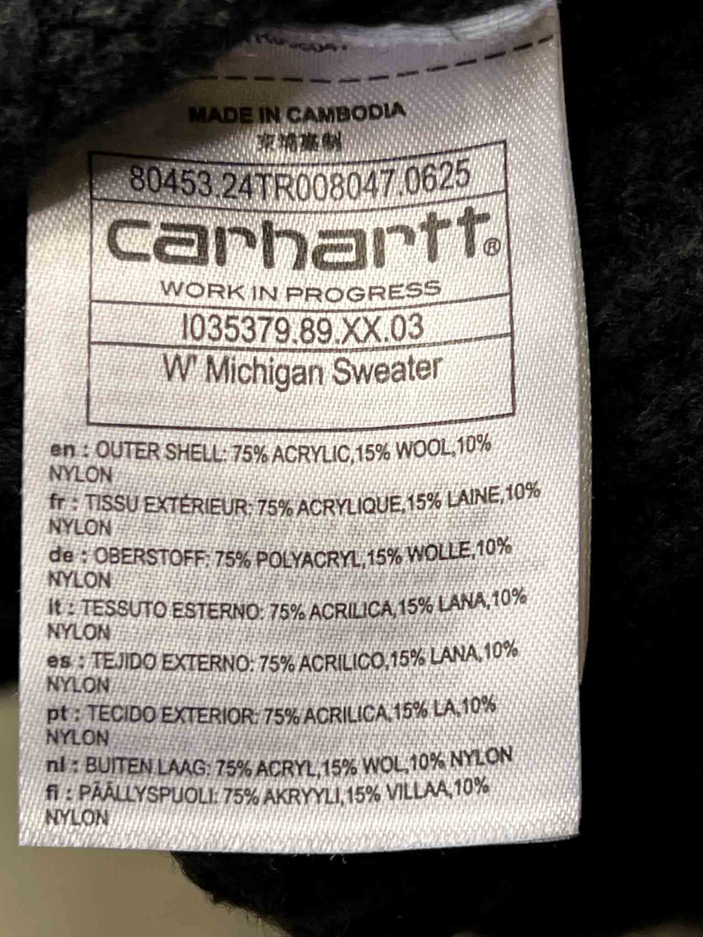 Size M | Carhartt Carhartt WIP Black Michigan Sweater