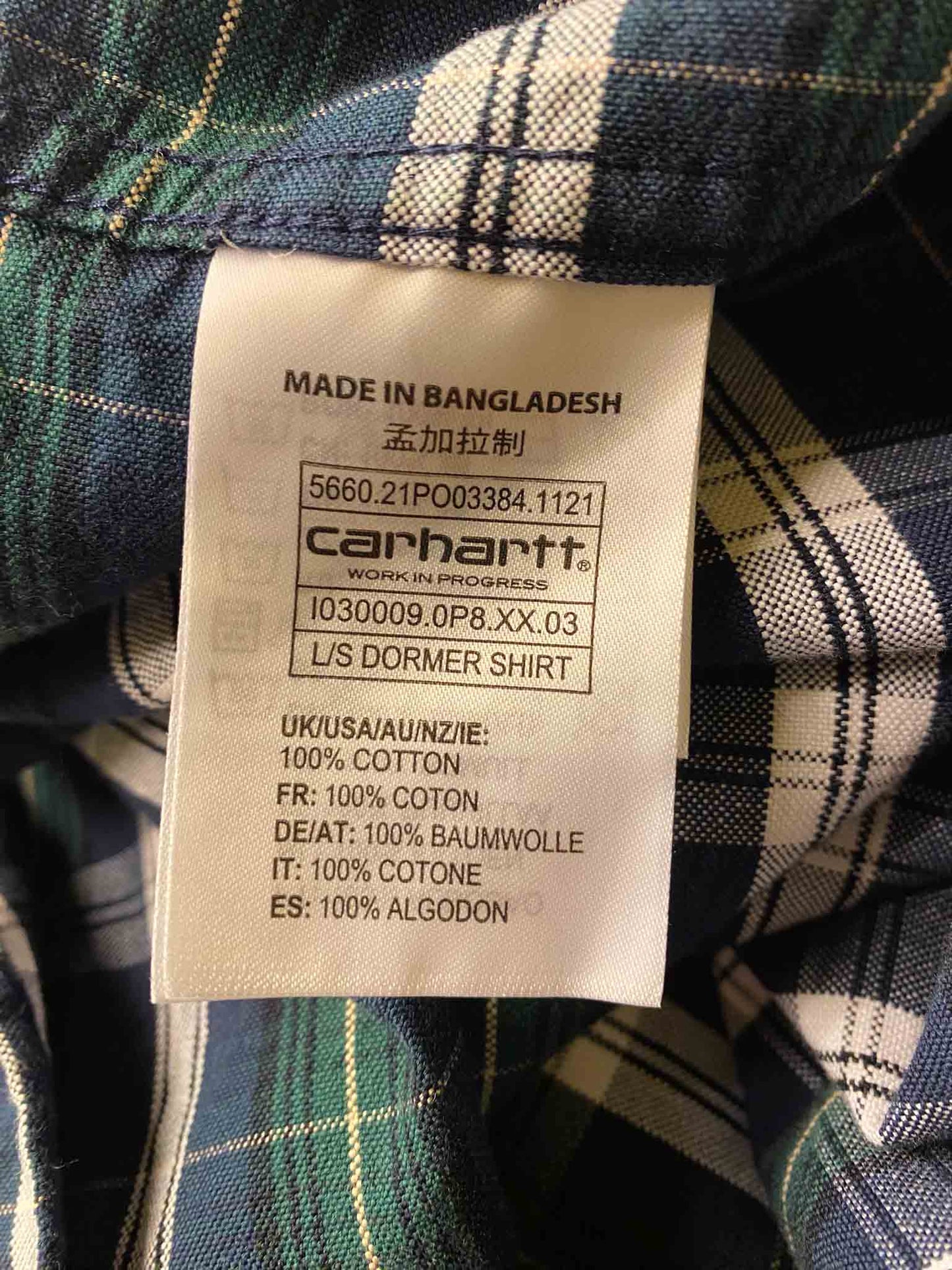 Size L | Carhartt Blue and Green Dormer Check Shirt