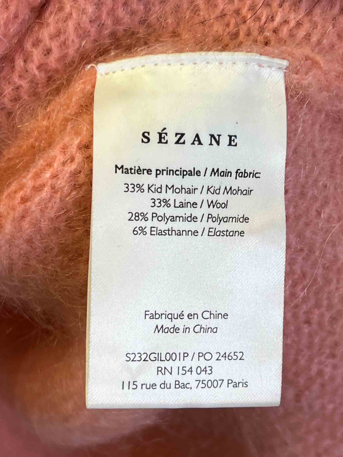 Size XXS | Sezane Pink Mohair Blend Cardigan