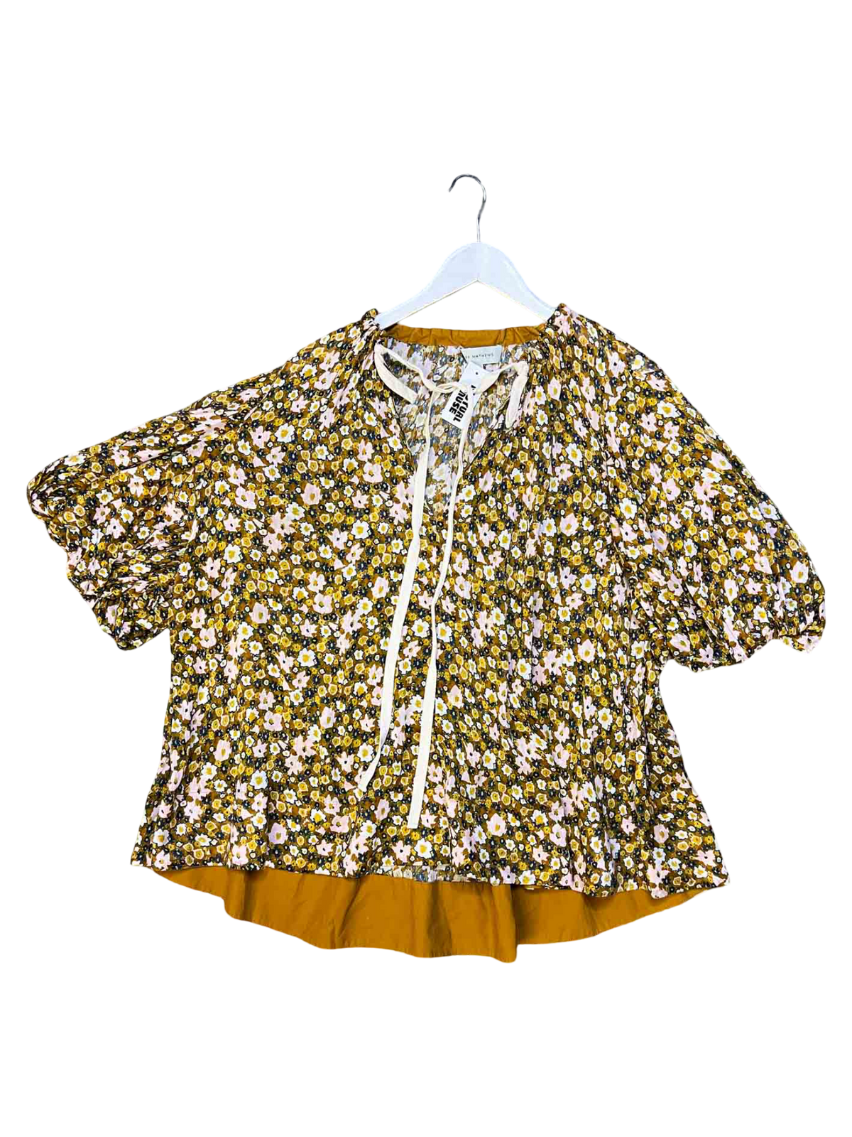 Size S | Lee Matthews Floral Linen and Silk Blend Top