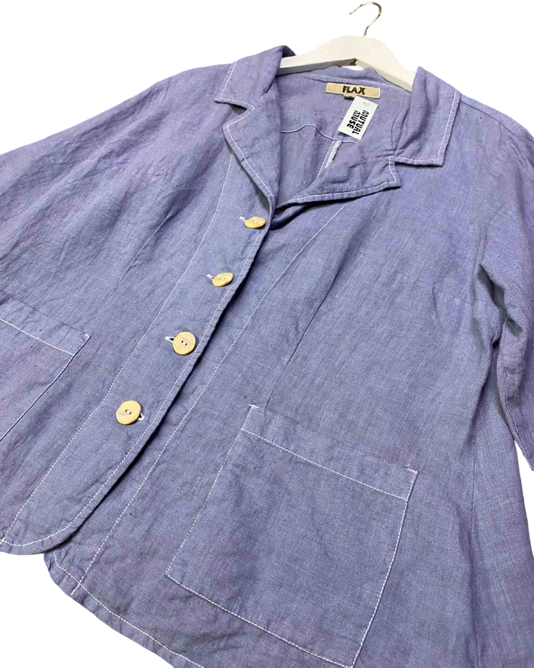 Size M | Flax Dusty Blue Linen Blazer Jacket