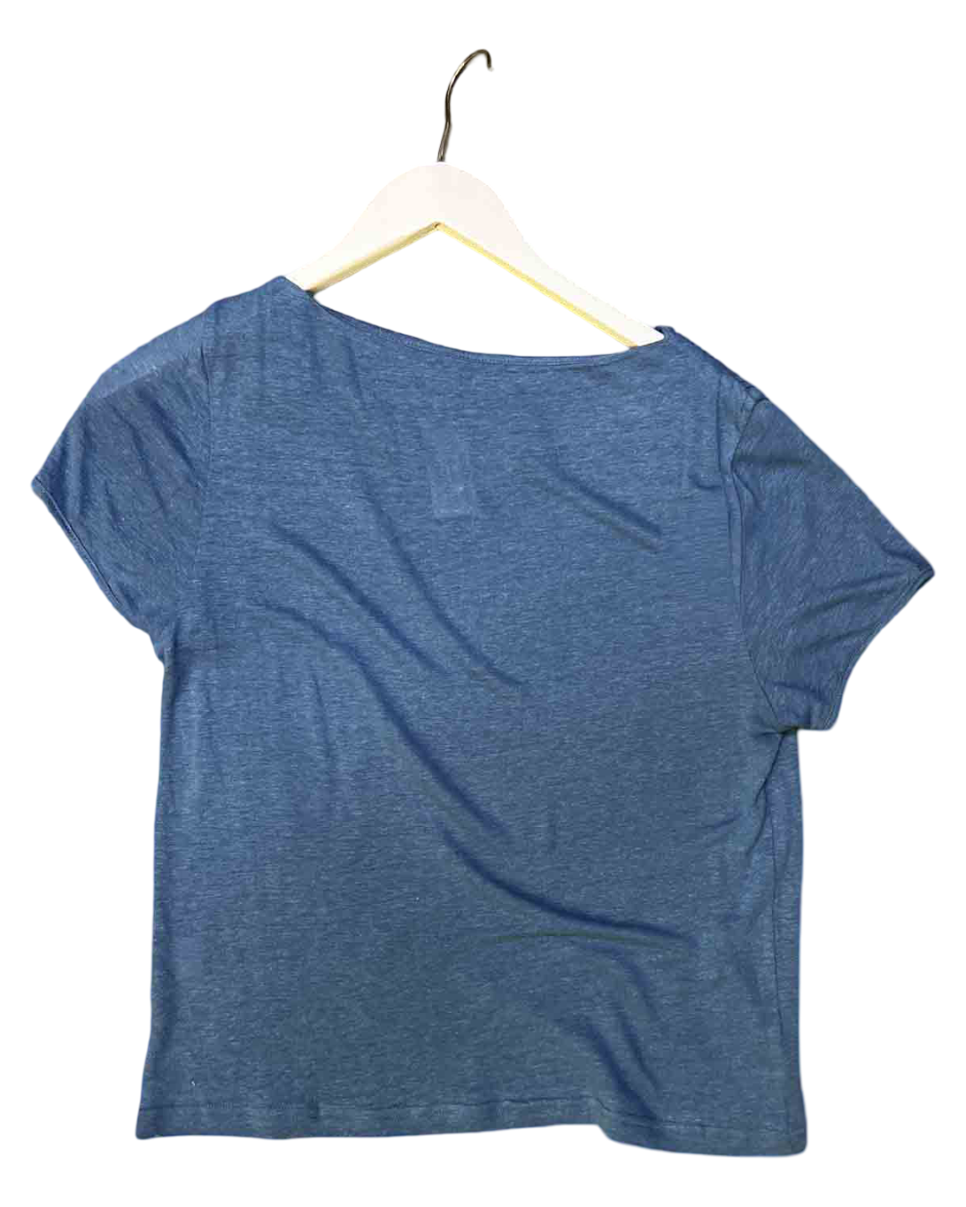 Size M | Deiji Studios Blue Linen Blend Ruched Top