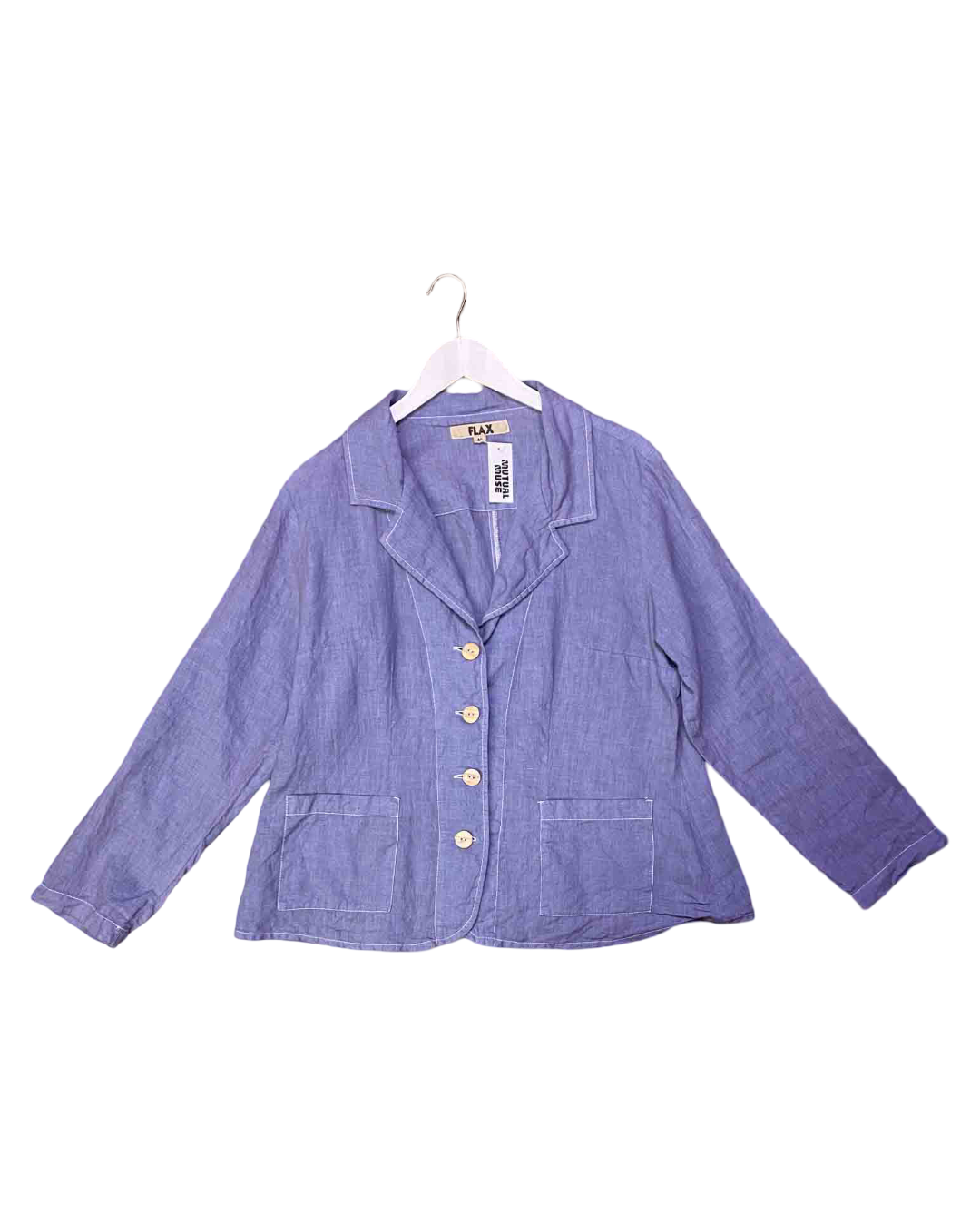 Size M | Flax Dusty Blue Linen Blazer Jacket