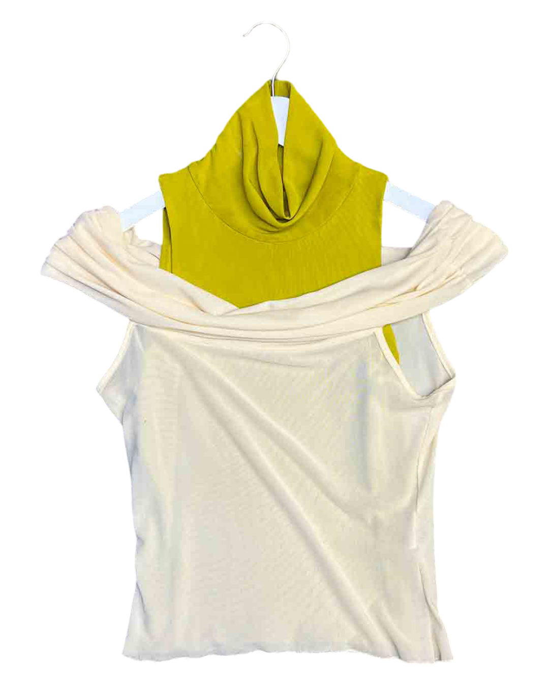 Size XS | Muse the Label Chartreuse/Snow Cut-Out Top