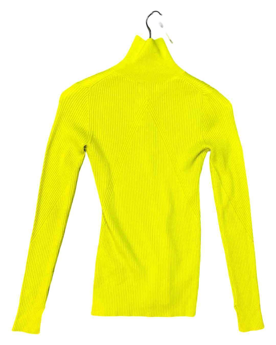 Size XS | GANNI Lime Green Merino Ribs Half Zip Pullover Jumper