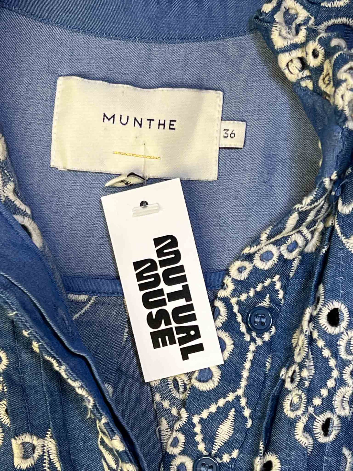 Size 36 (8) | Munthe Tepic Blue Broderie Anglaise Cotton Shift Dress