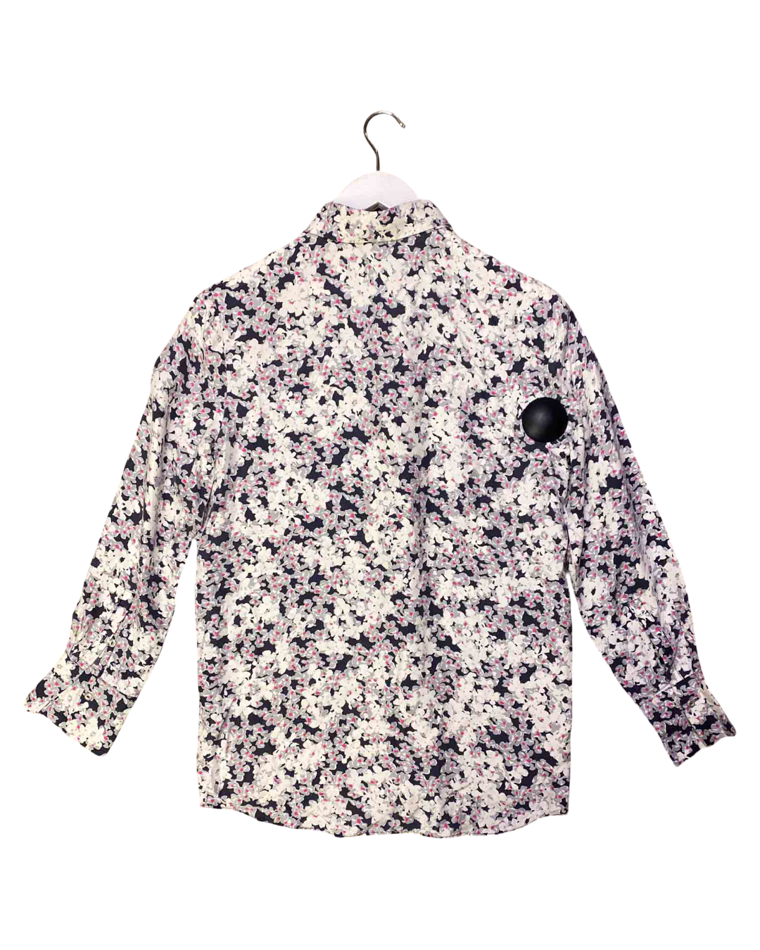 Size S | Marimekko White and Grey Minea Floral Silk Shirt