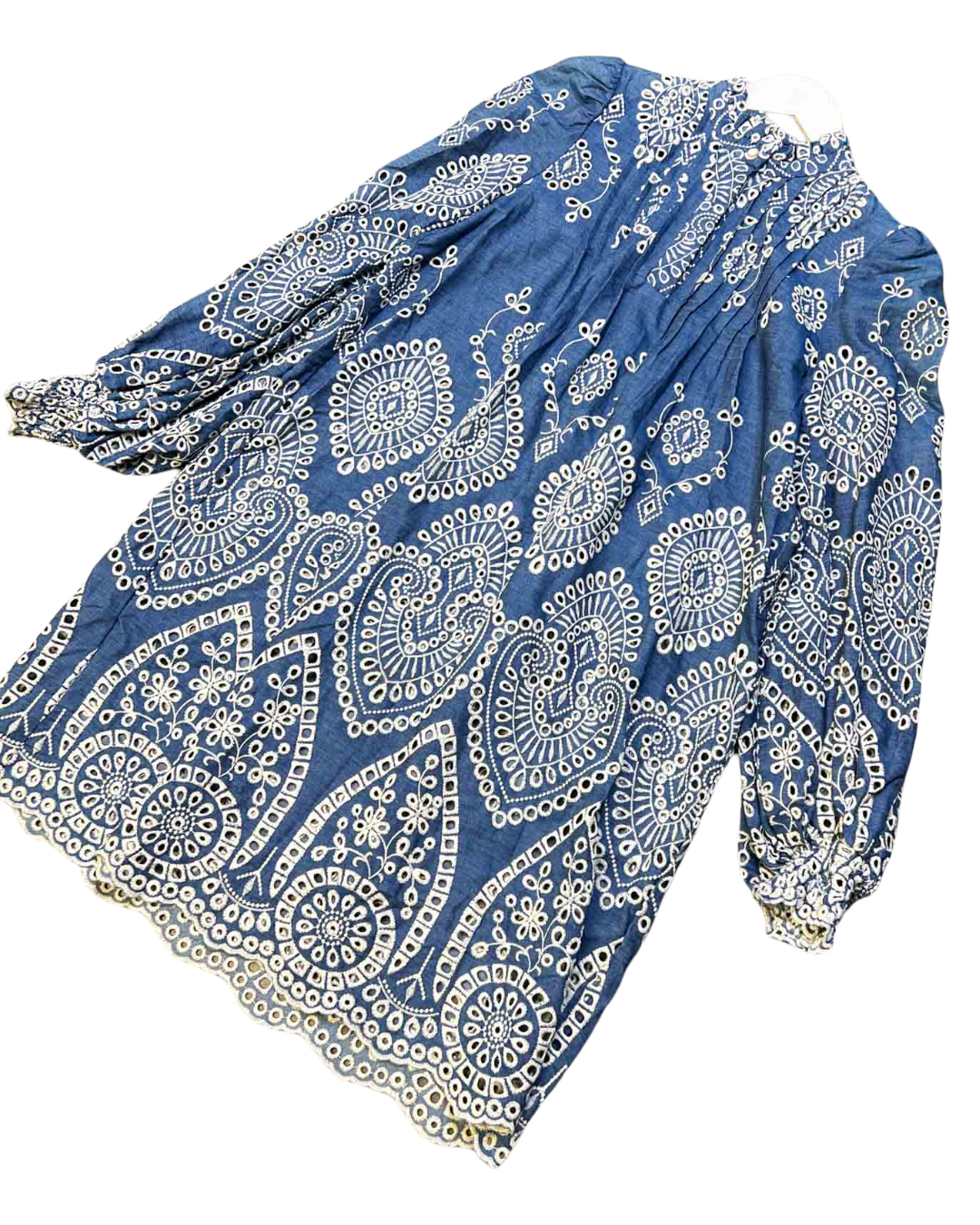 Size 36 (8) | Munthe Tepic Blue Broderie Anglaise Cotton Shift Dress