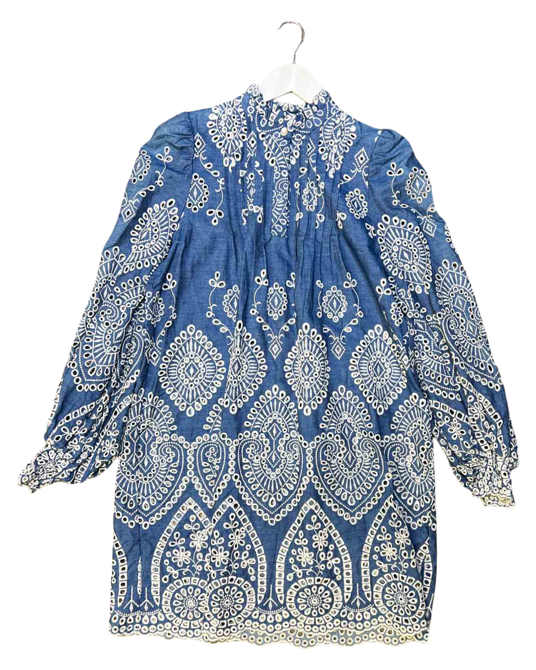 Size 36 (8) | Munthe Tepic Blue Broderie Anglaise Cotton Shift Dress
