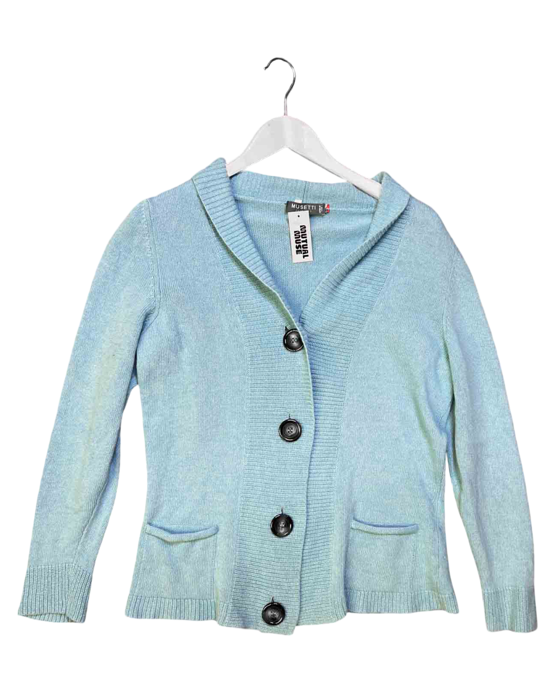 Size 4 (XL) | Musetti Baby Blue Cashmere Blend Cardigan