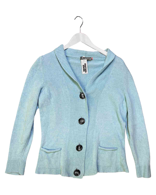 Size 4 (XL) | Musetti Baby Blue Cashmere Blend Cardigan