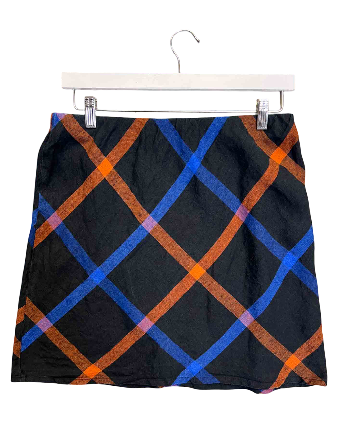 Size L |  Alpha60 Black Check Hemp Mini Skirt