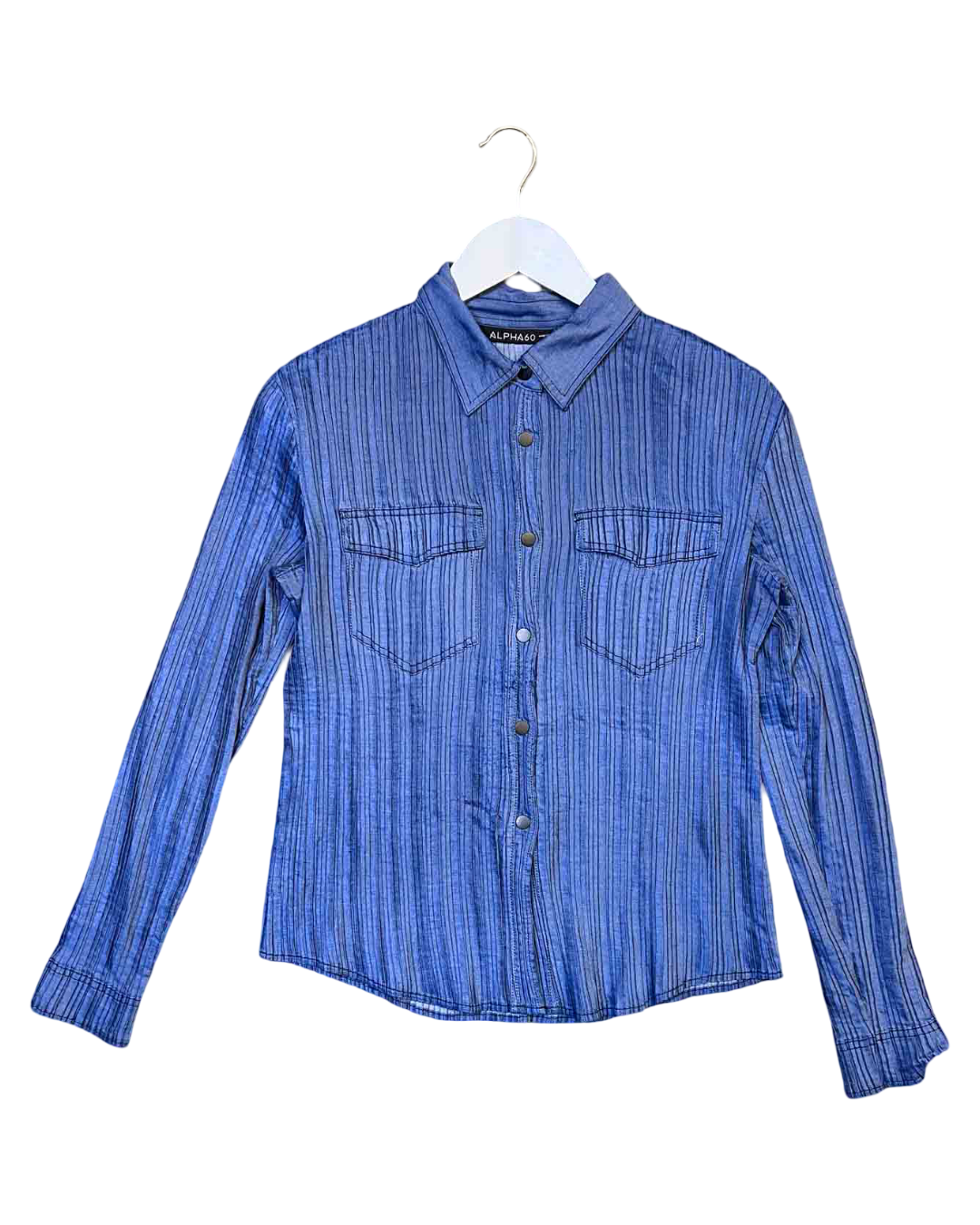 Size S | Alpha60 Blue Pleated Shirt