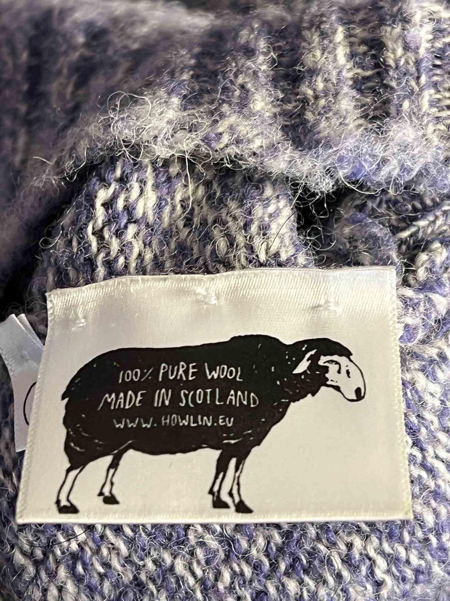 Size S | Shaggy Bear Textured Purple Wool Crewneck Jumper