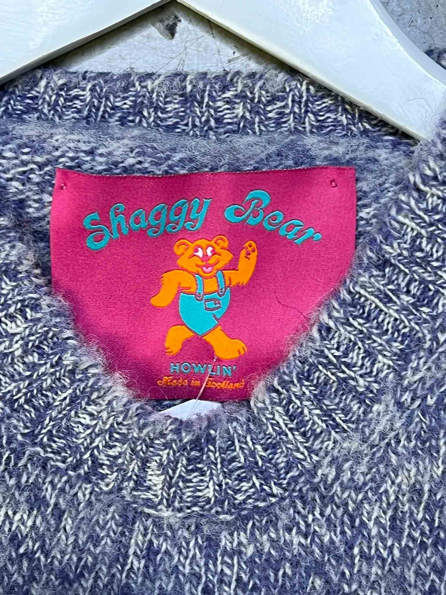Size S | Shaggy Bear Textured Purple Wool Crewneck Jumper