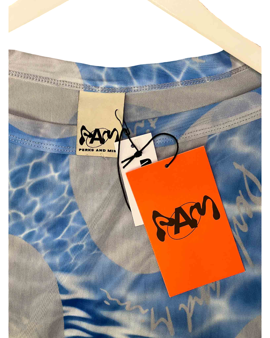 Size L | PAM Blue Patterned Mesh Top With Tags