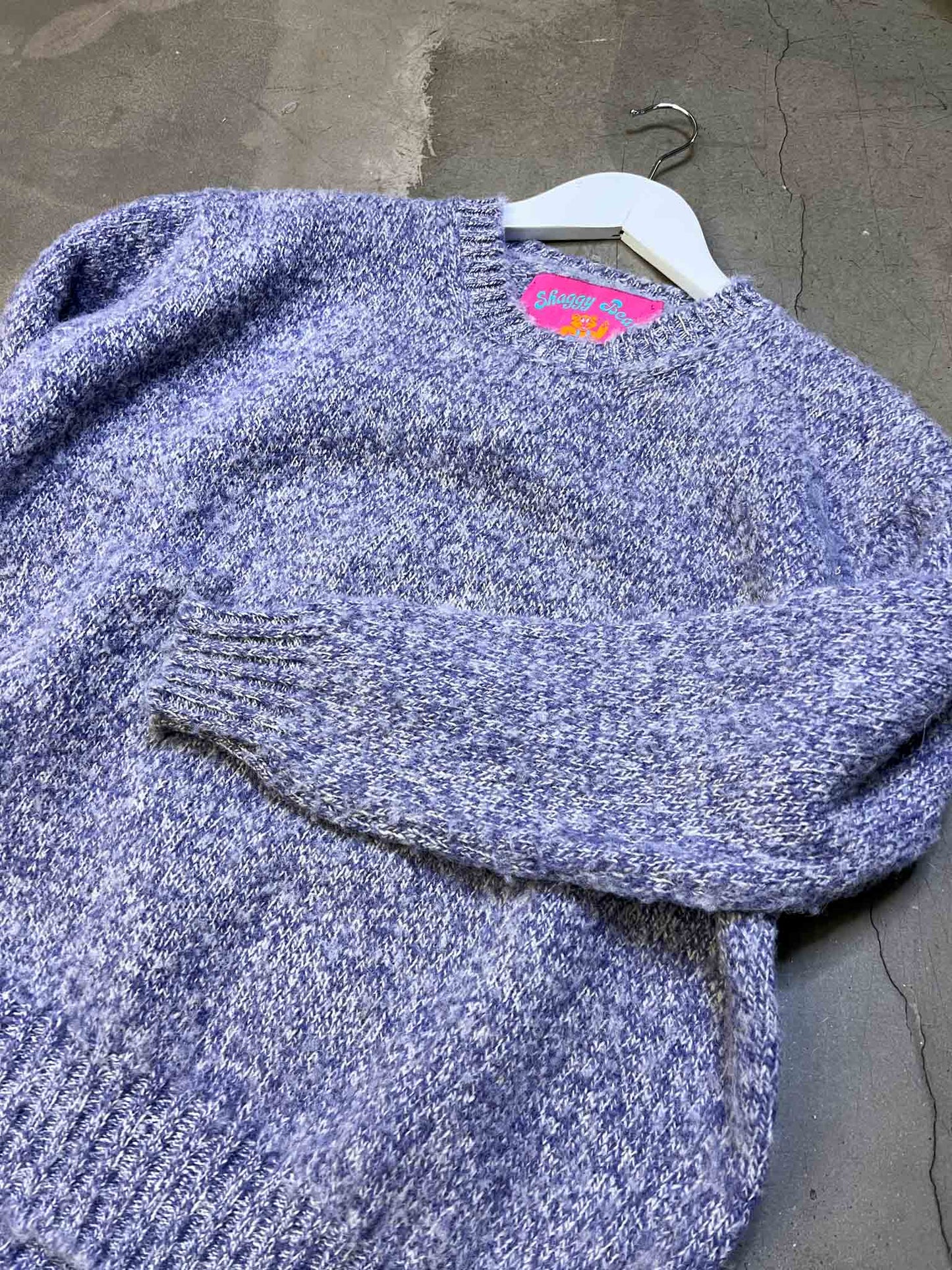 Size S | Shaggy Bear Textured Purple Wool Crewneck Jumper