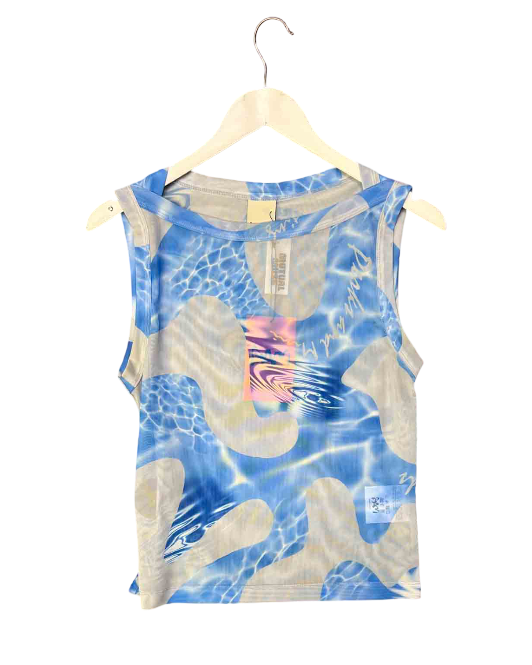 Size L | PAM Blue Patterned Mesh Top With Tags