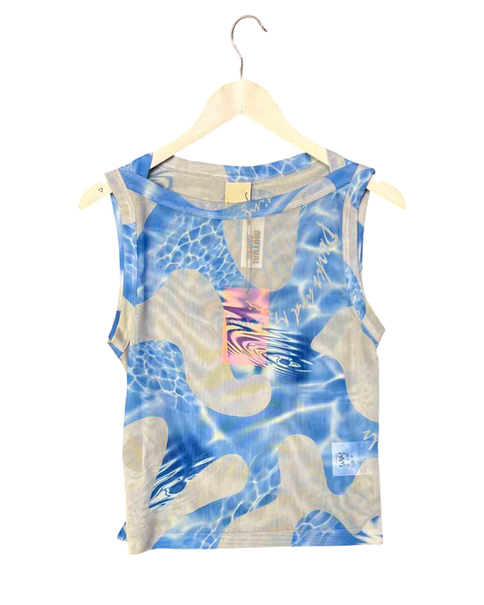 Size L | PAM Blue Patterned Mesh Top With Tags