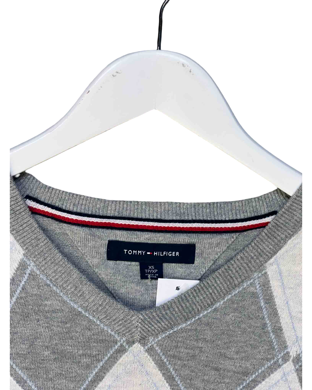 Size XS | Tommy Hilfiger Knitted Grey Diamond Jumper