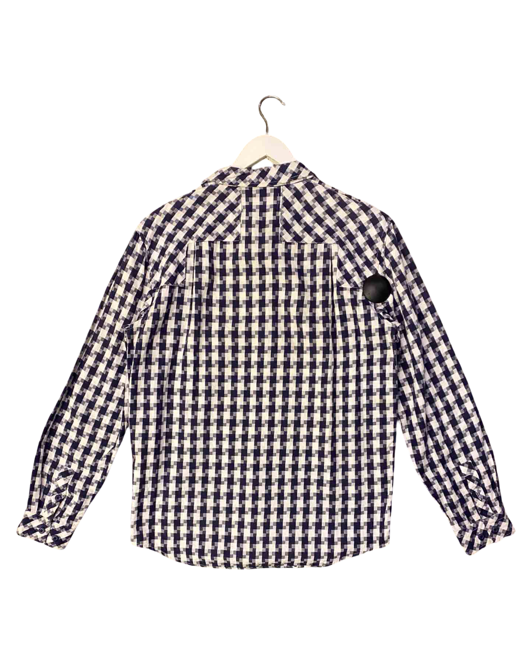 Size L | PAM Blue and White Check Patchwork Shirt