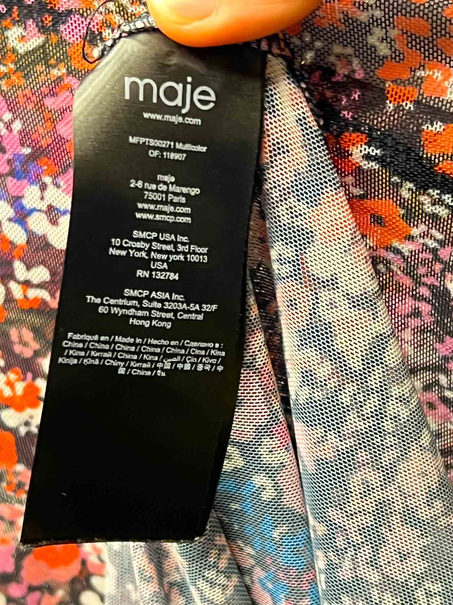 Size 2 (M) | Maje Floral Mesh Long-Sleeve Top
