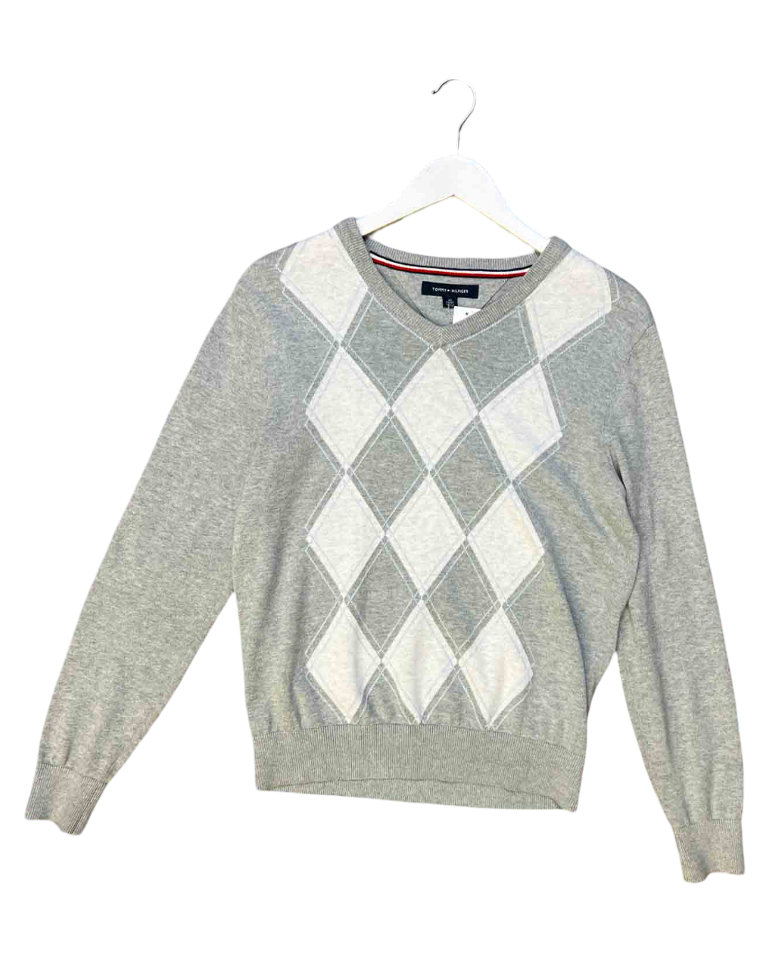 Size XS | Tommy Hilfiger Knitted Grey Diamond Jumper