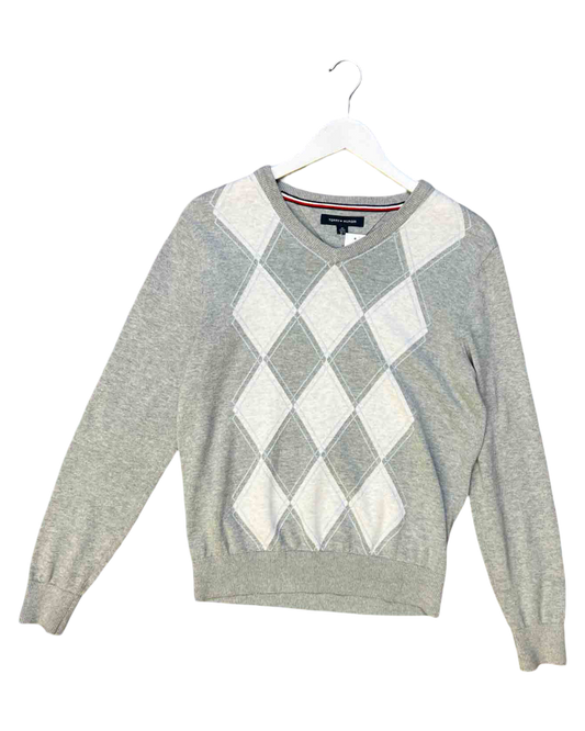 Size XS | Tommy Hilfiger Knitted Grey Diamond Jumper