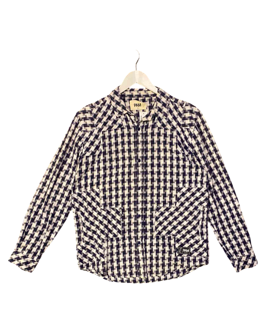 Size L | PAM Blue and White Check Patchwork Shirt