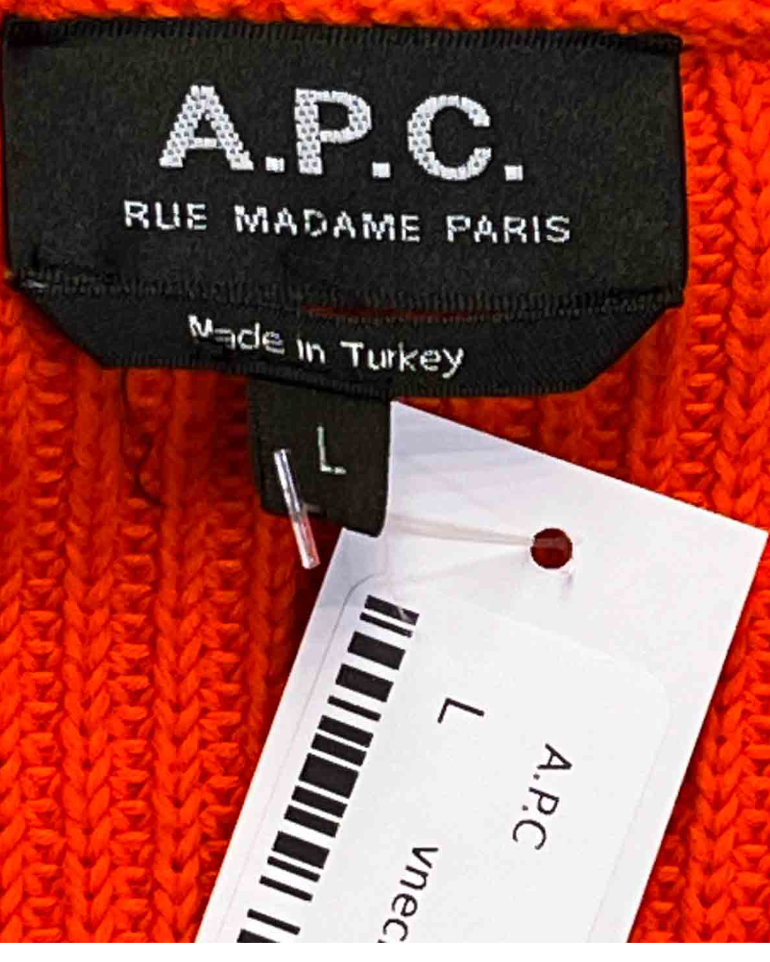 Size L | A.P.C Red Cotton V-Neck Jumper