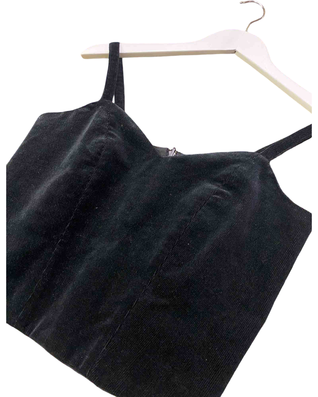 Size XS | Kuwaii Black Velvet Corduroy Crop Top