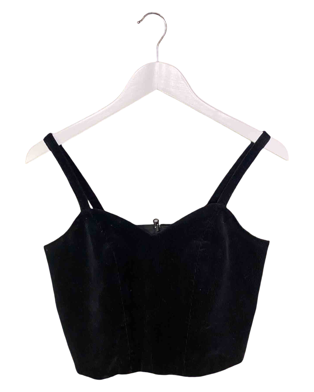 Size XS | Kuwaii Black Velvet Corduroy Crop Top