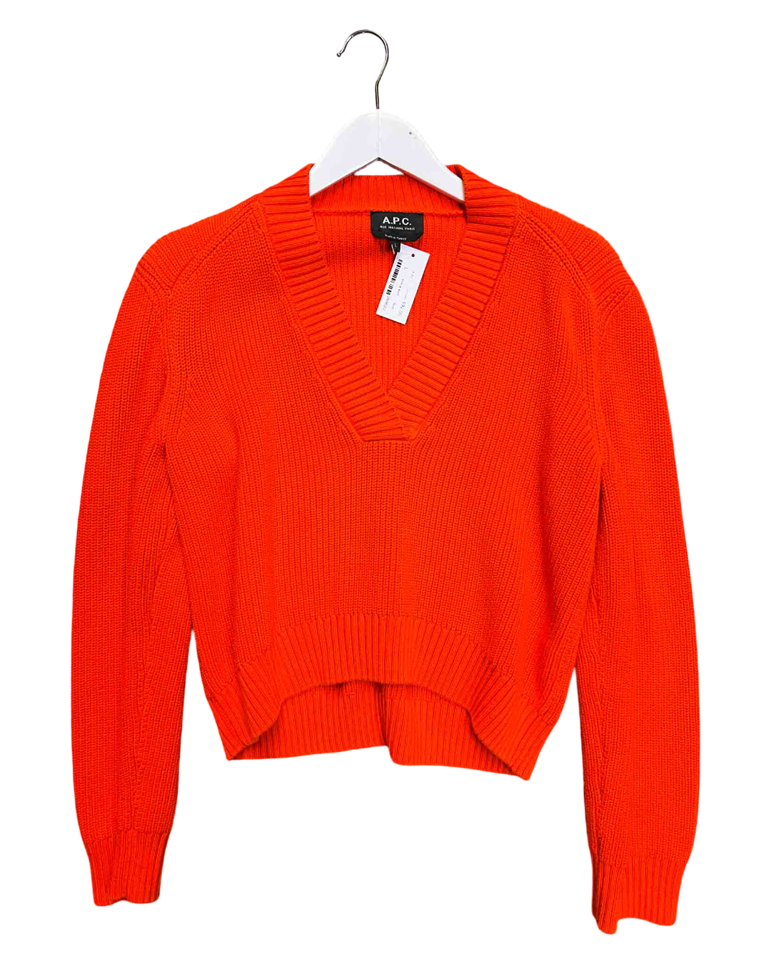 Size L | A.P.C Red Cotton V-Neck Jumper