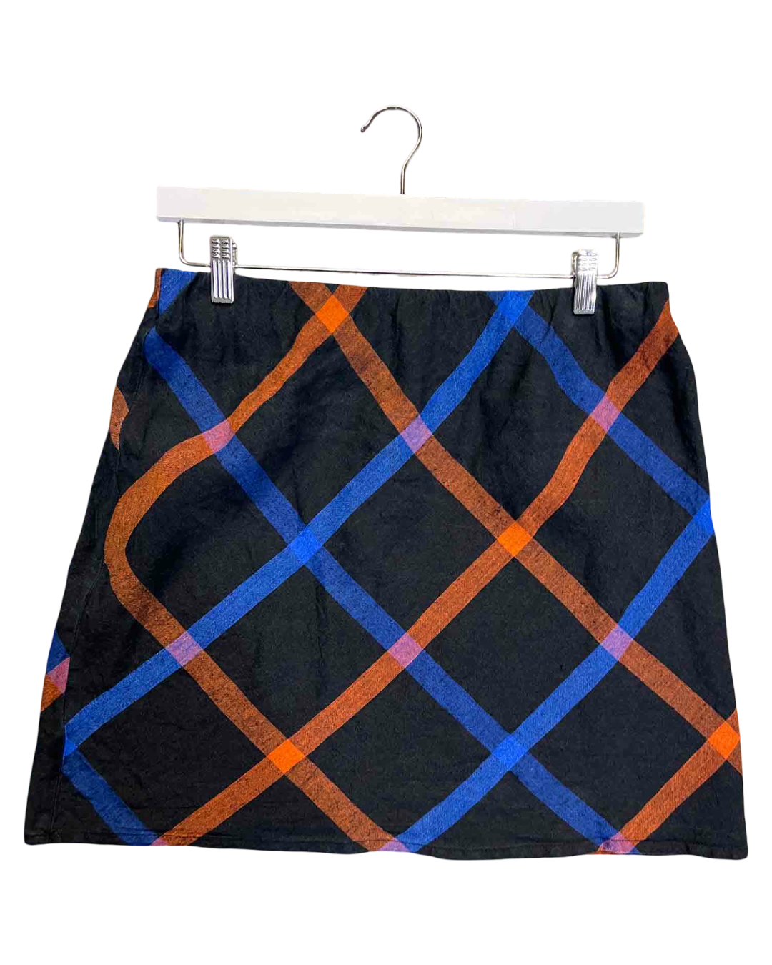 Size L |  Alpha60 Black Check Hemp Mini Skirt