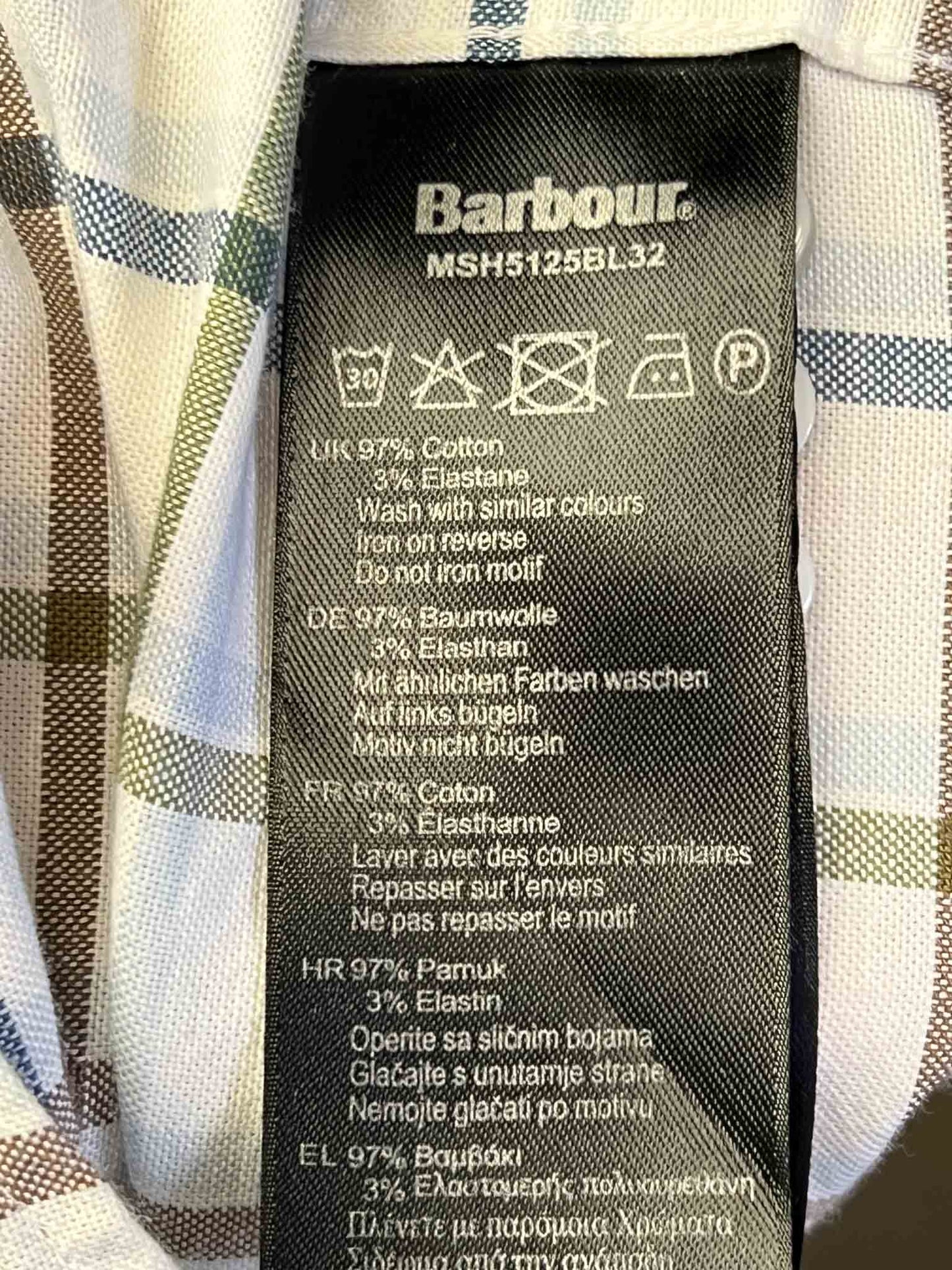 Size XL | Barbour White Check Cotton Long-Sleeve Shirt