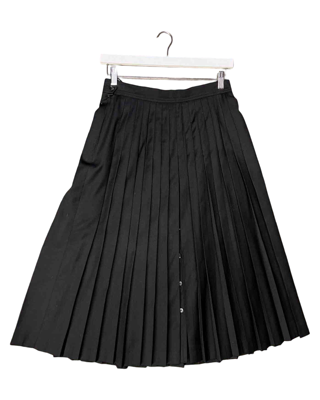 Size S/M | Bogner Black Wool Pleated Midi Skirt