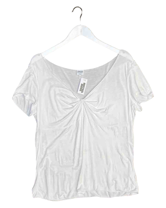 Size XL | Armani White Ruched Short Sleeve Top