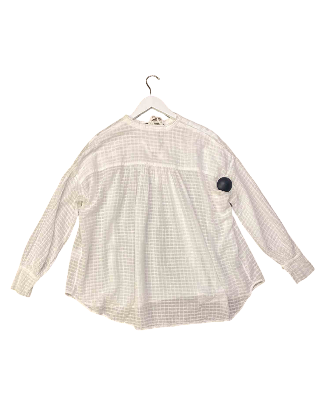 Size L | Lee Matthews White Checkered Peasant Blouse
