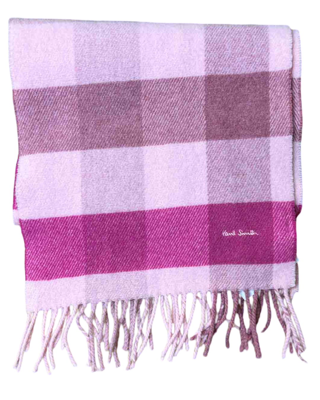 Paul Smith Pink Check Wool Scarf