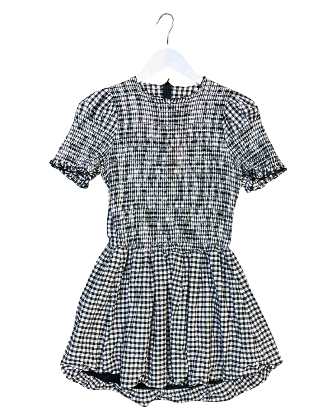 Size L | Apres Studio Gingham Bubble Mini Dress
